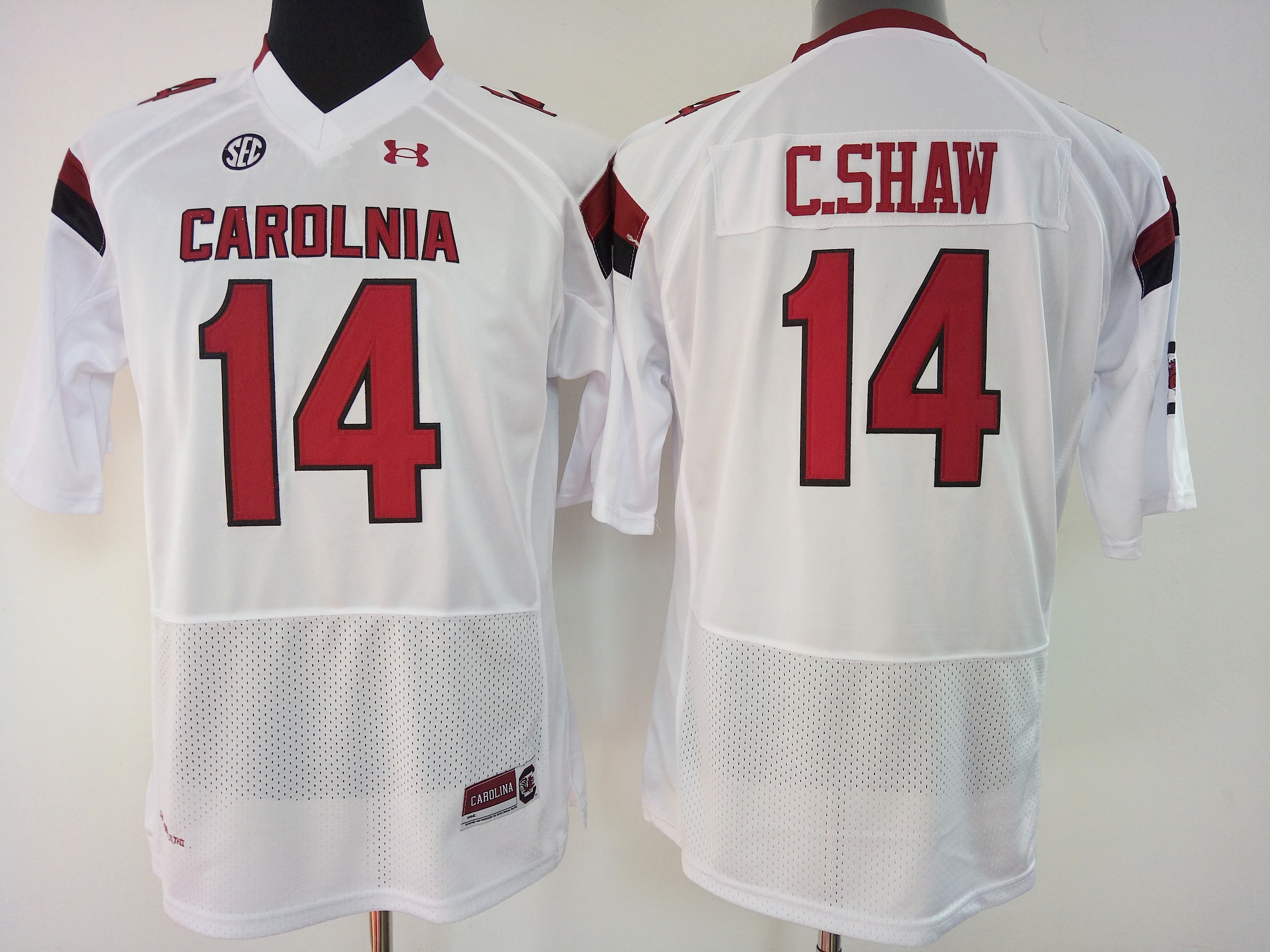 NCAA Womens South Carolina Gamecock White #14 c shaw jerseys->women ncaa jersey->Women Jersey